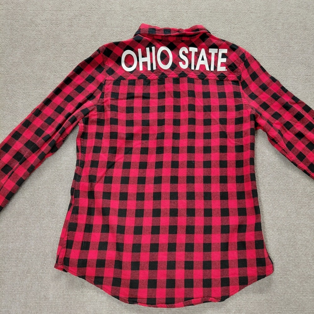 Gen.2 Ohio State Buckeyes Red Plaid Flannel Shirt Ladies Junior L 11/13 Football - Picture 7 of 10